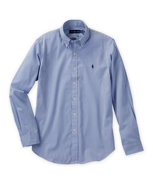 Polo Ralph Lauren Camicia sportiva in popeline elasticizzato naturale a maniche lunghe