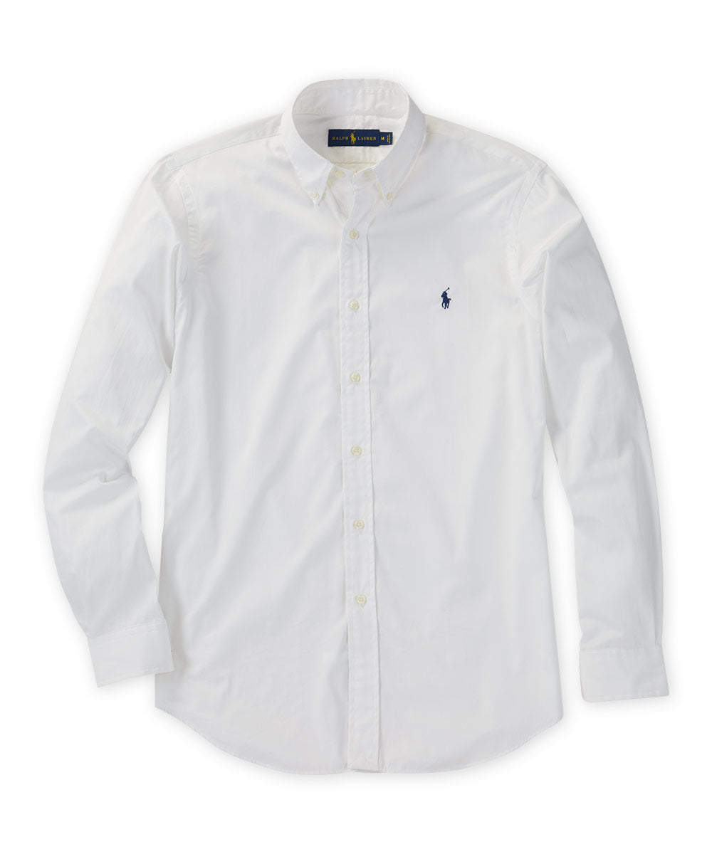 Polo Ralph Lauren Camicia sportiva in popeline elasticizzato naturale a maniche lunghe, Men's Big & Tall