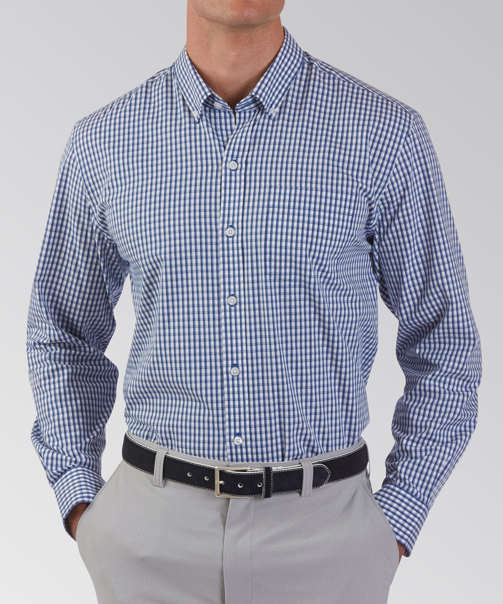 Cutter &amp; Buck Easy Care Stretch Gingham Long Sleeve Sport Shirt