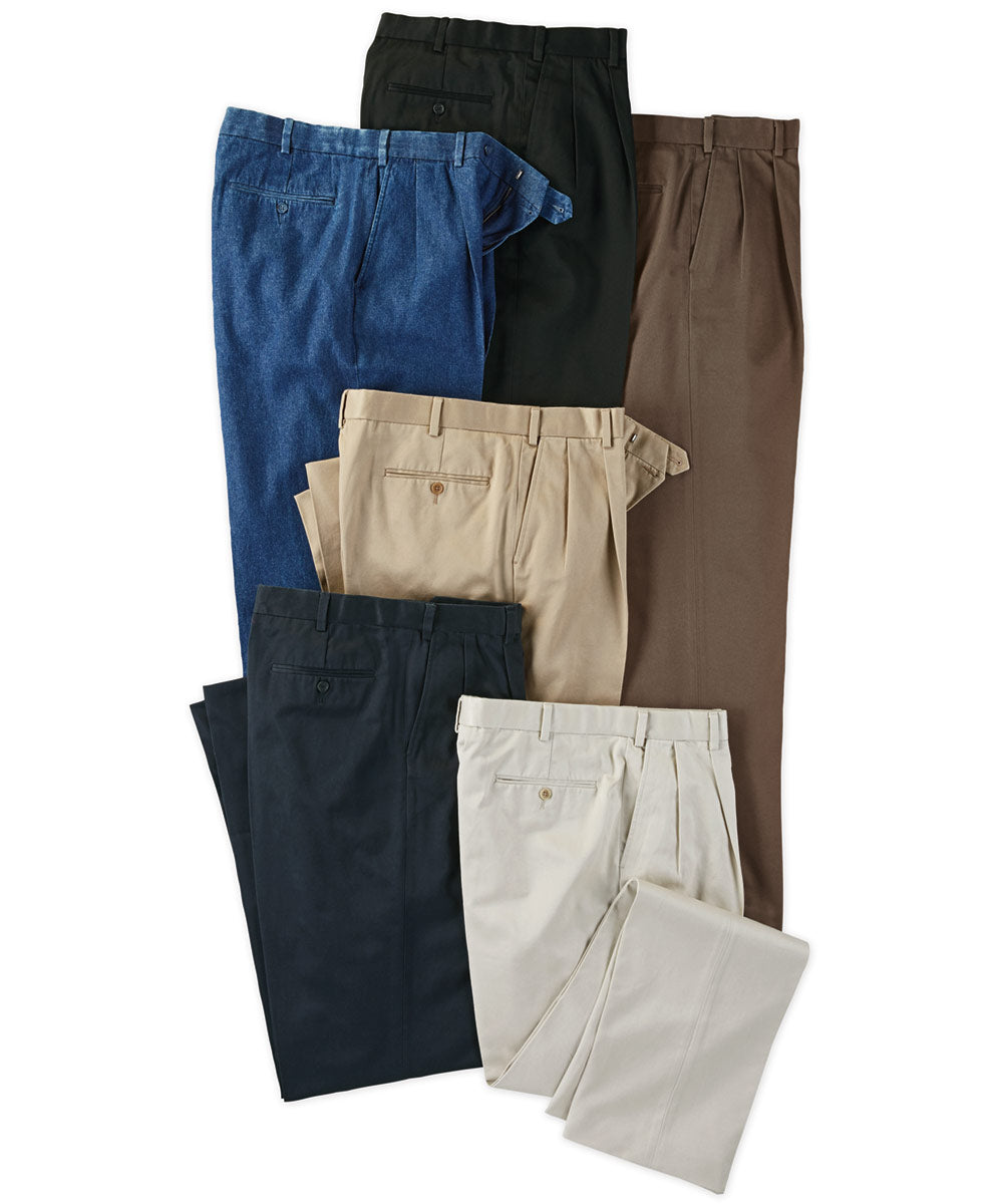 Westport 1989 Pleated Wrinkle-Free Twill Pants with Stretch Waistband, Men's Big & Tall