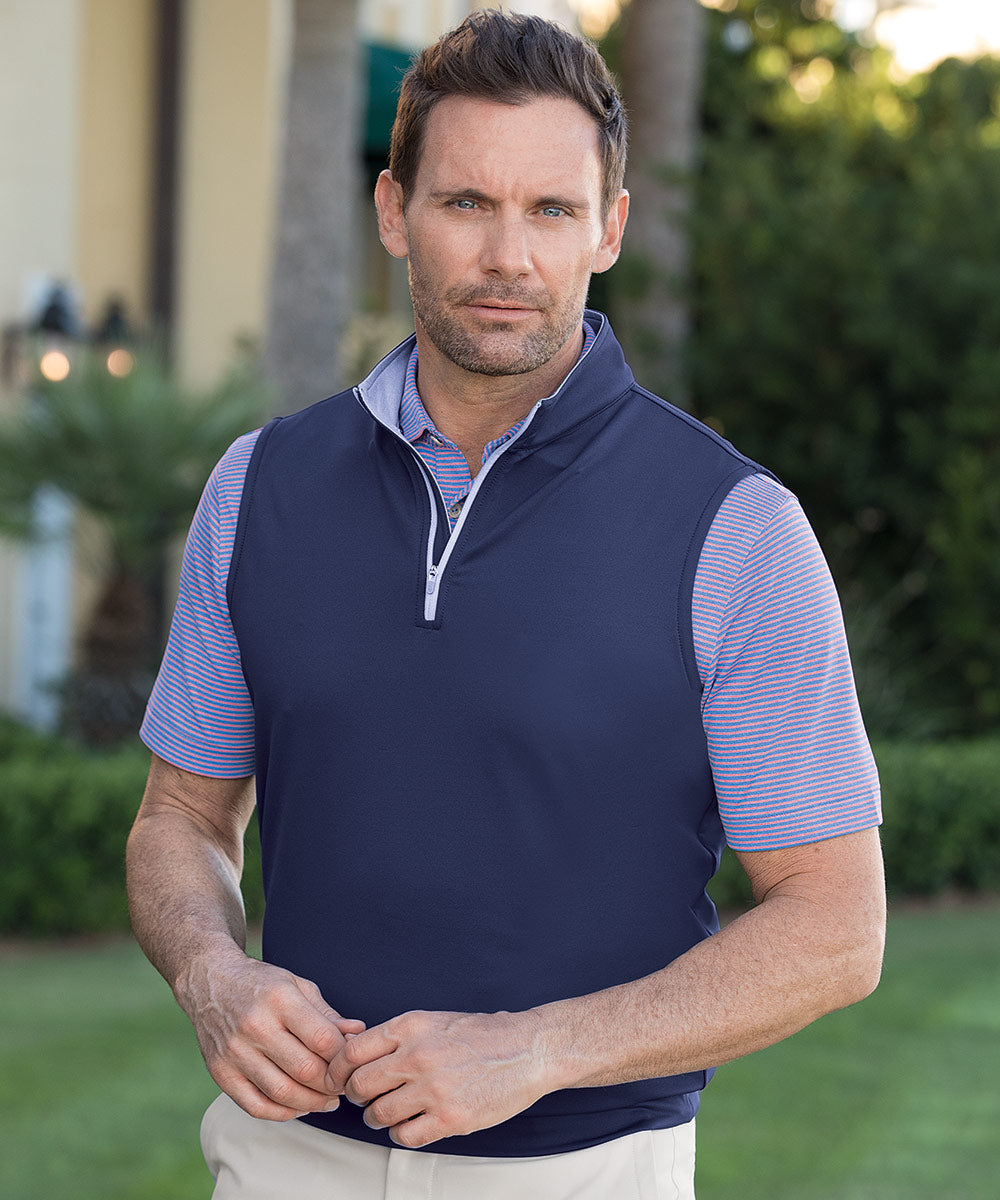 Gilet con zip a un quarto in spugna elasticizzata Peter Millar Galway, Men's Big & Tall