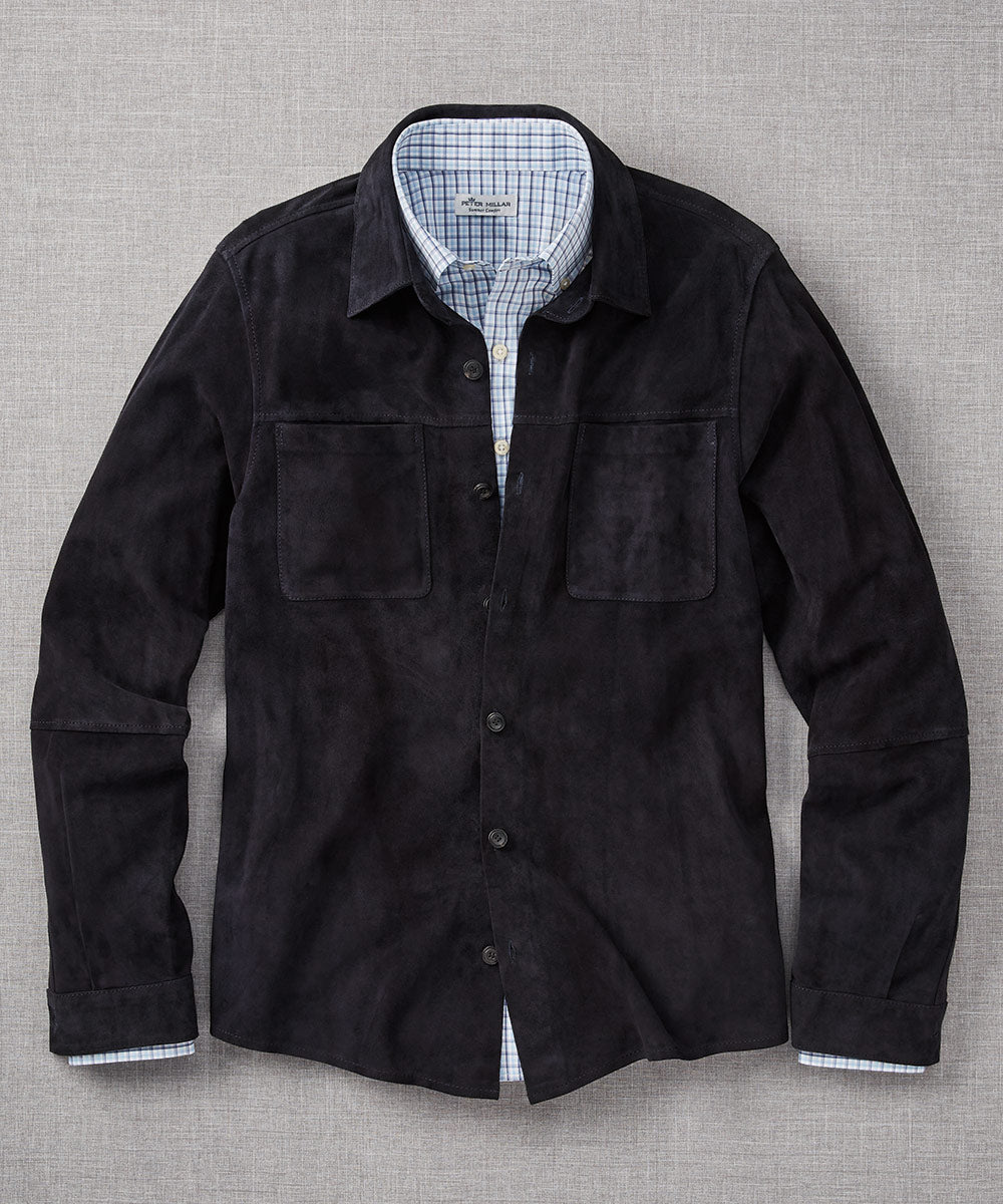 Westport Black Italian Goat Suede Shirt Jacket, Men's Big & Tall