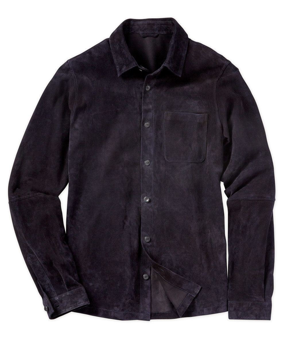 Westport Black Italian Goat Suede Shirt Jacket, Men's Big & Tall