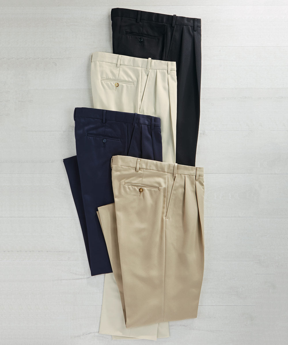 men's microfiber pleated dress pants George Big Men's Pleated Cuffed Microfiber Dress Pant With Adjustable Waistband, Size: 50 x 32, Beige