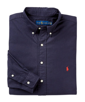 Polo Ralph Lauren Camicia sportiva Oxford tinta in capo a maniche lunghe