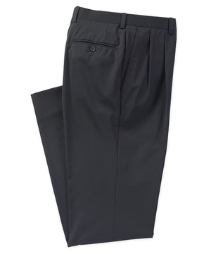 Pantaloni da completo a pieghe in lana elasticizzata 3Sixty5 neri di Westport