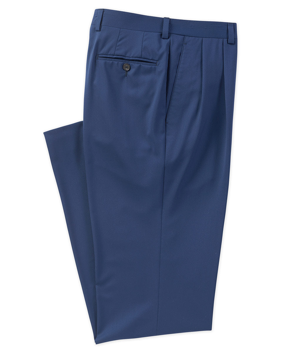 Pantaloni da completo a pieghe in lana elasticizzata 3Sixty5 neri di Westport, Men's Big & Tall