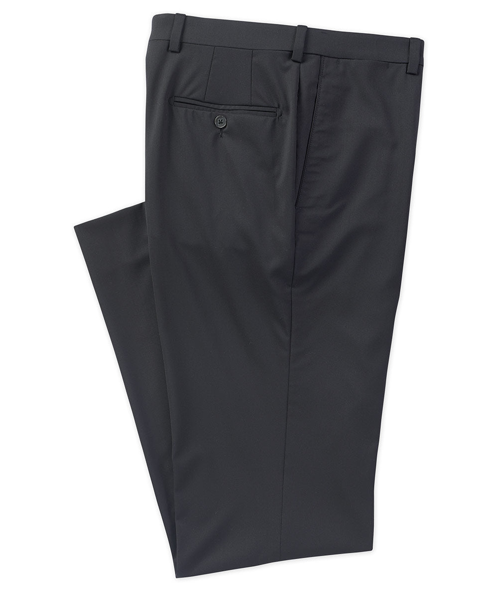 Pantaloni da abito piatti sul davanti in lana elasticizzata 3Sixty5 neri Westport, Men's Big & Tall