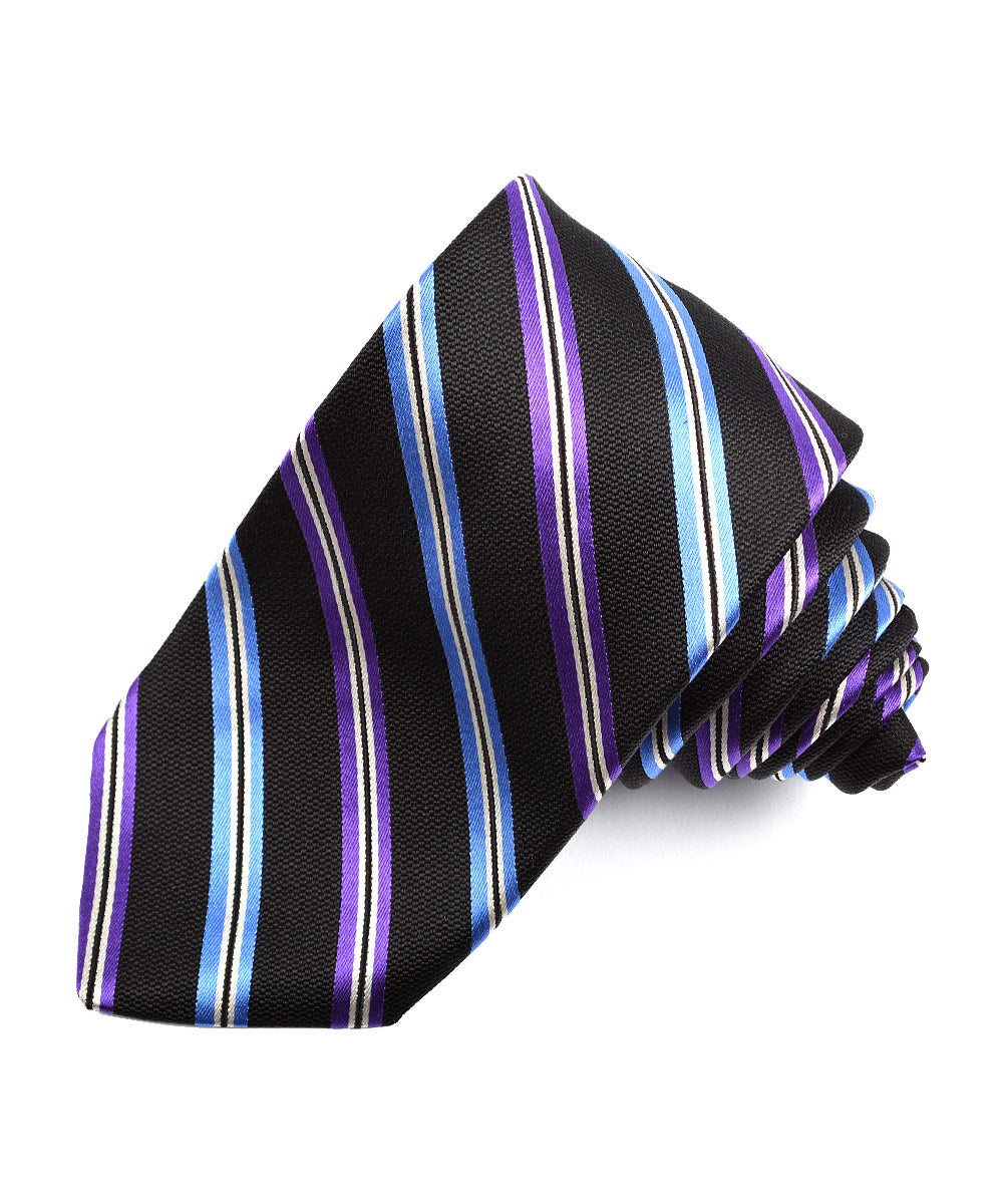 Westport Black Classic Striped Necktie