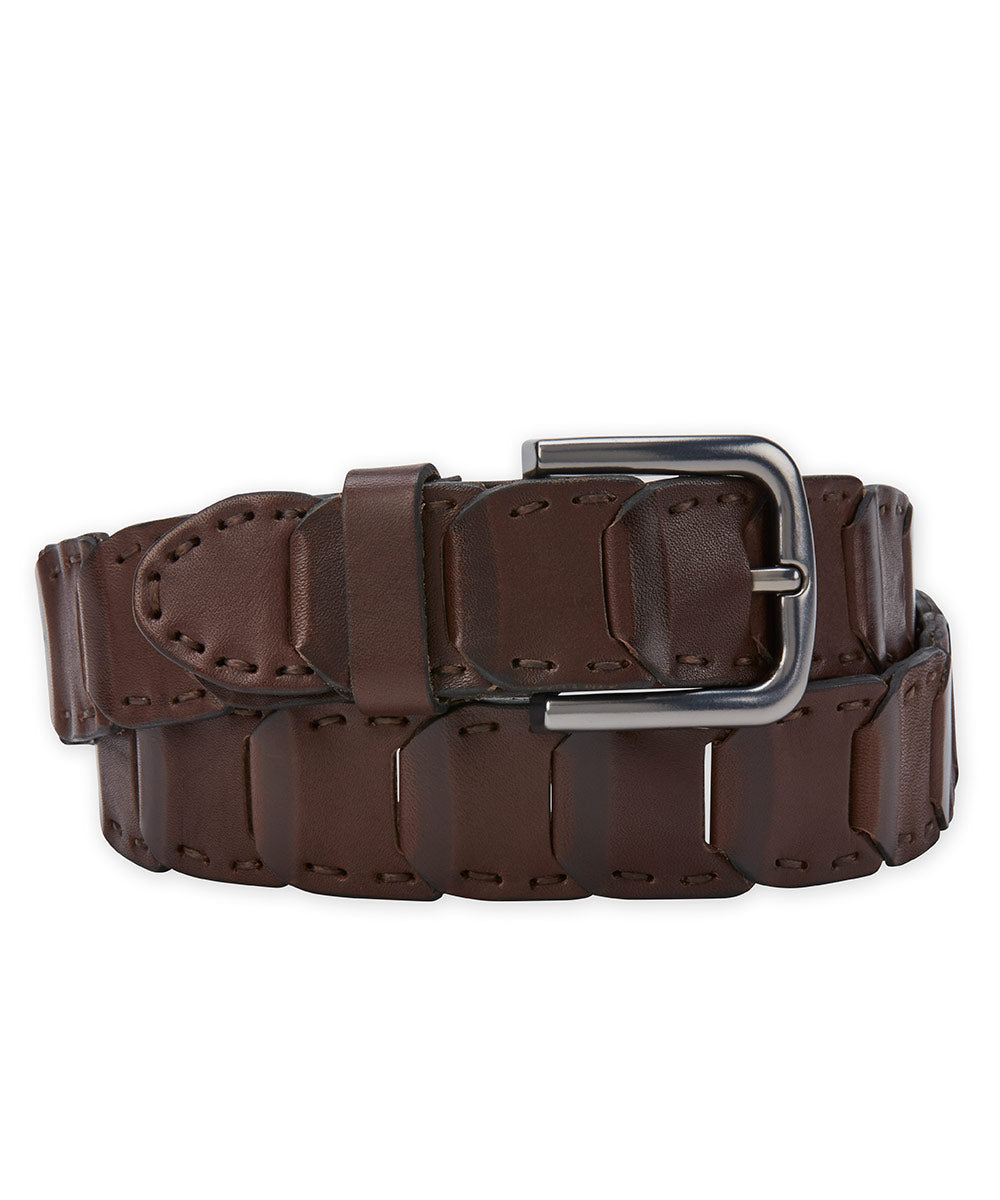 Westport Black Panelled Leather Belt, Men's Big & Tall