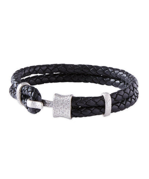 Westport Black Double Braid Leather Bracelet