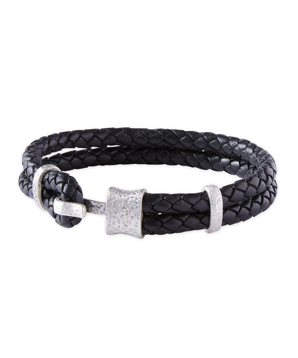 Westport Black Double Braid Leather Bracelet, Men's Big & Tall