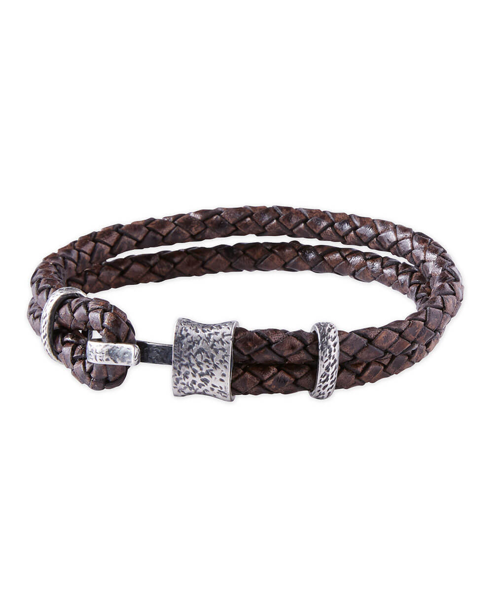 Westport Black Double Braid Leather Bracelet, Men's Big & Tall