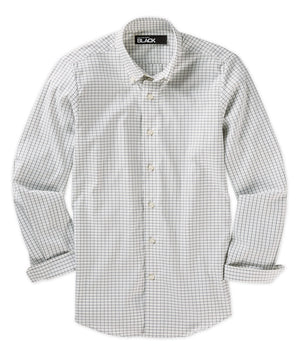 Westport Black No-Tuck Long Sleeve Stretch Grey Windowpane Sport Shirt
