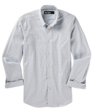 Westport Black No-Tuck Long Sleeve Stretch White Geo Print Sport Shirt