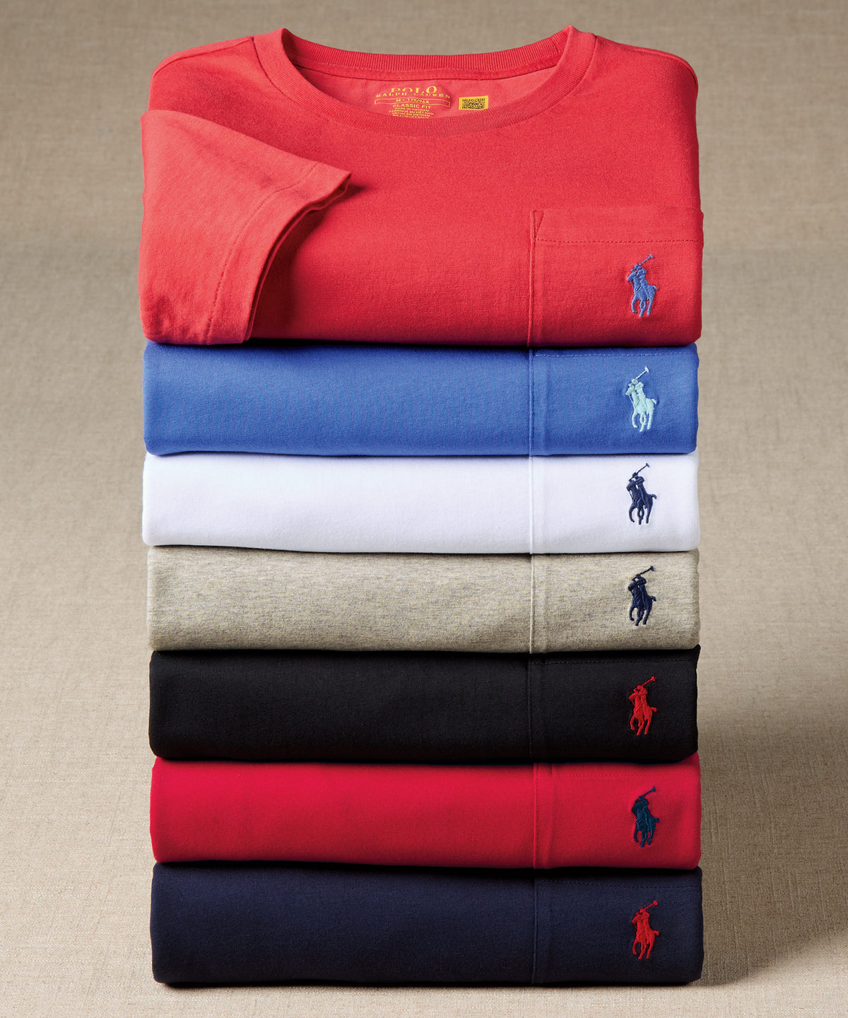 Polo Ralph Lauren T-shirt à manches courtes et col rond avec poche unie, Big & Tall