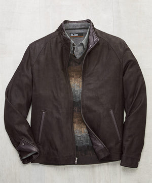 Westport Black Embossed Nubuck Leather Bomber