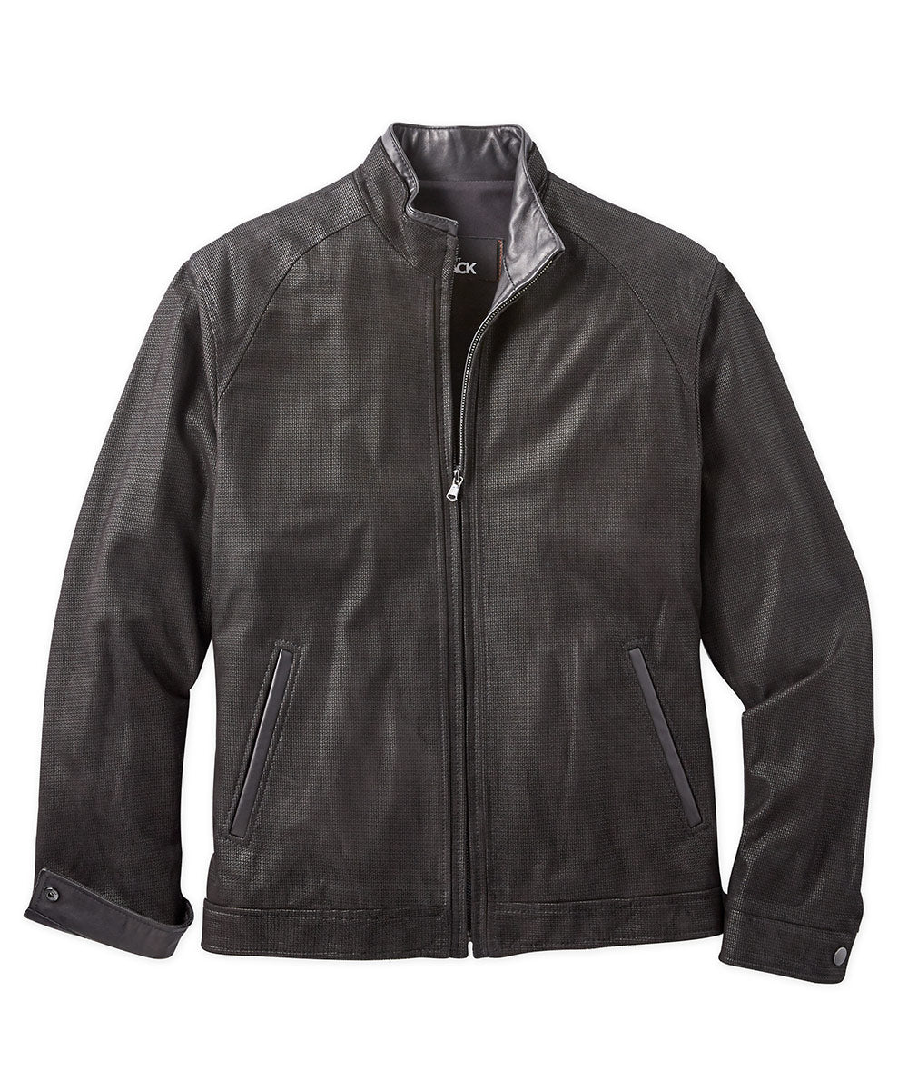 Westport Black Embossed Nubuck Leather Bomber, Men's Big & Tall