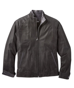 Westport Black Embossed Nubuck Leather Bomber