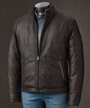 Westport Black Embossed Nubuck Leather Bomber