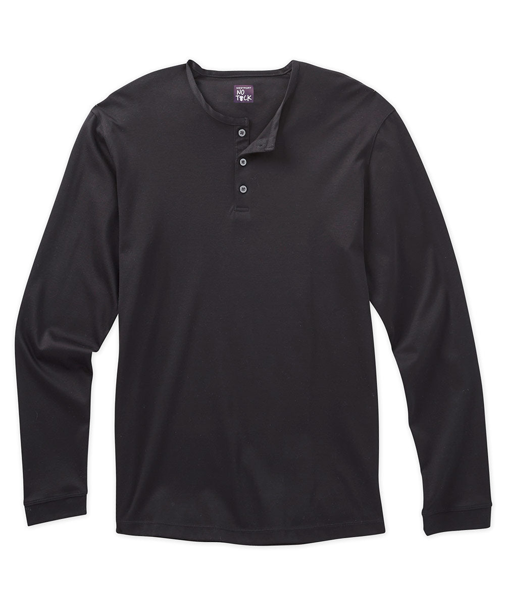 Henley a maniche lunghe in cotone elasticizzato Westport No-Tuck LustreTech, Men's Big & Tall