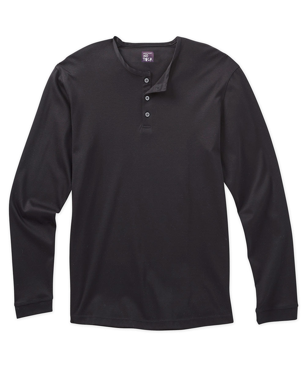 Westport No-Tuck LustreTech Stretch Cotton Long Sleeve Henley Shirt, Men's Big & Tall