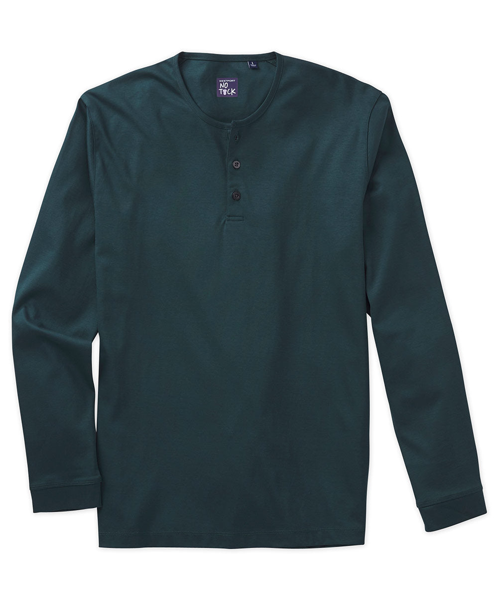 Westport No-Tuck LustreTech Stretch Cotton Long Sleeve Henley Shirt, Men's Big & Tall