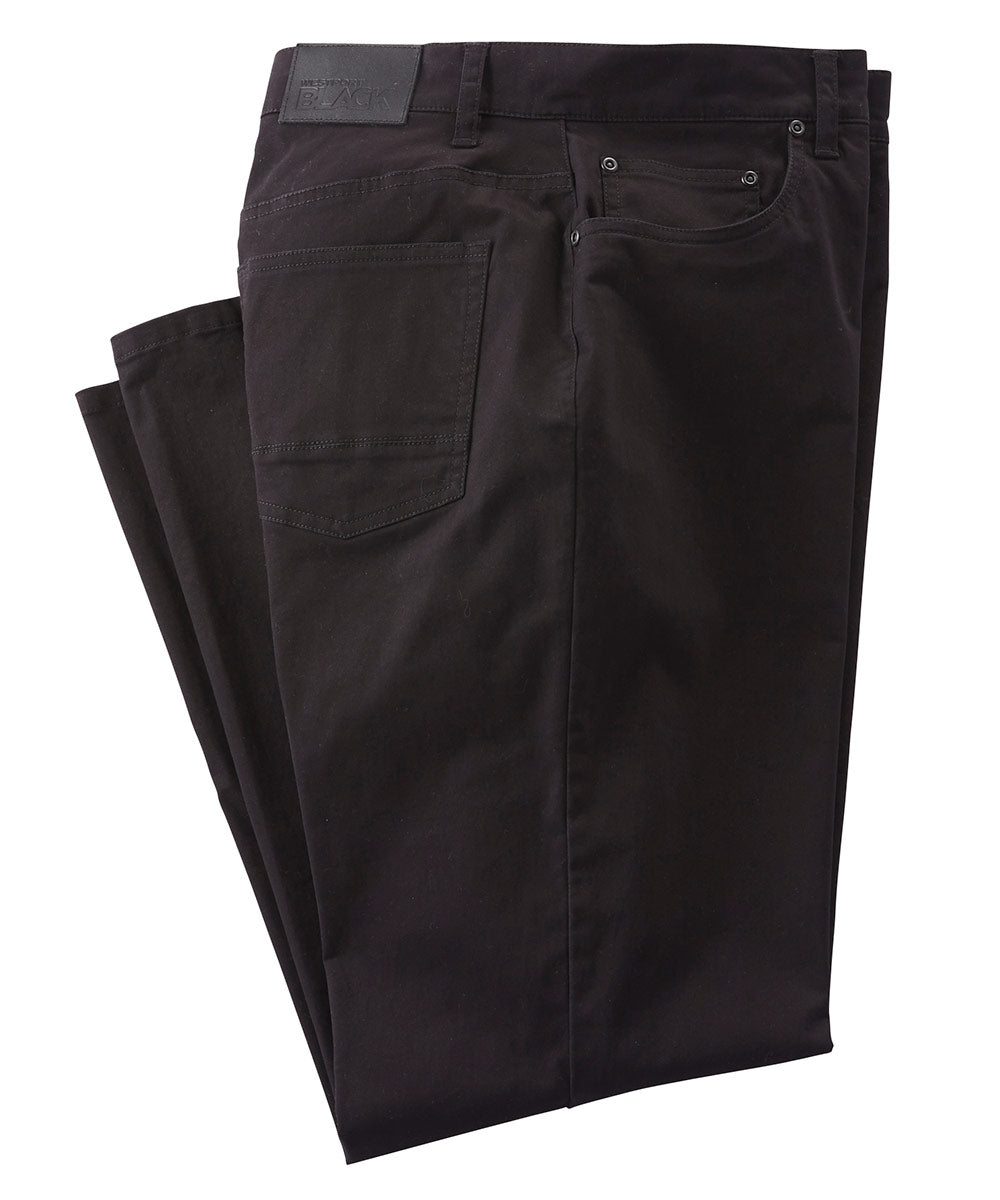 Pantaloni a 5 tasche in rasatello elasticizzato nero Westport, Men's Big & Tall