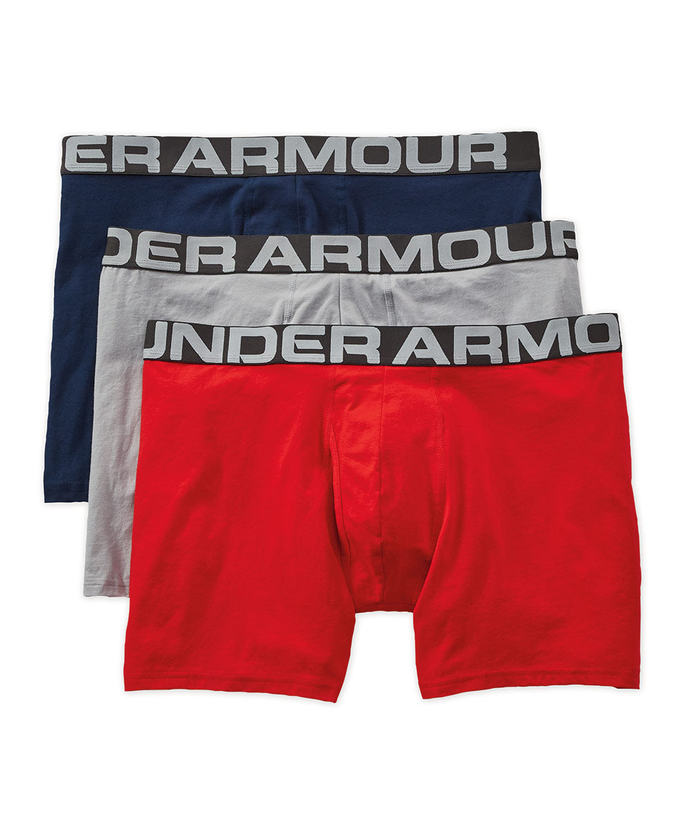 Under Armour Mens UA Charged Cotton 6 Stretch BoxerJock Underwear 3-Pack
