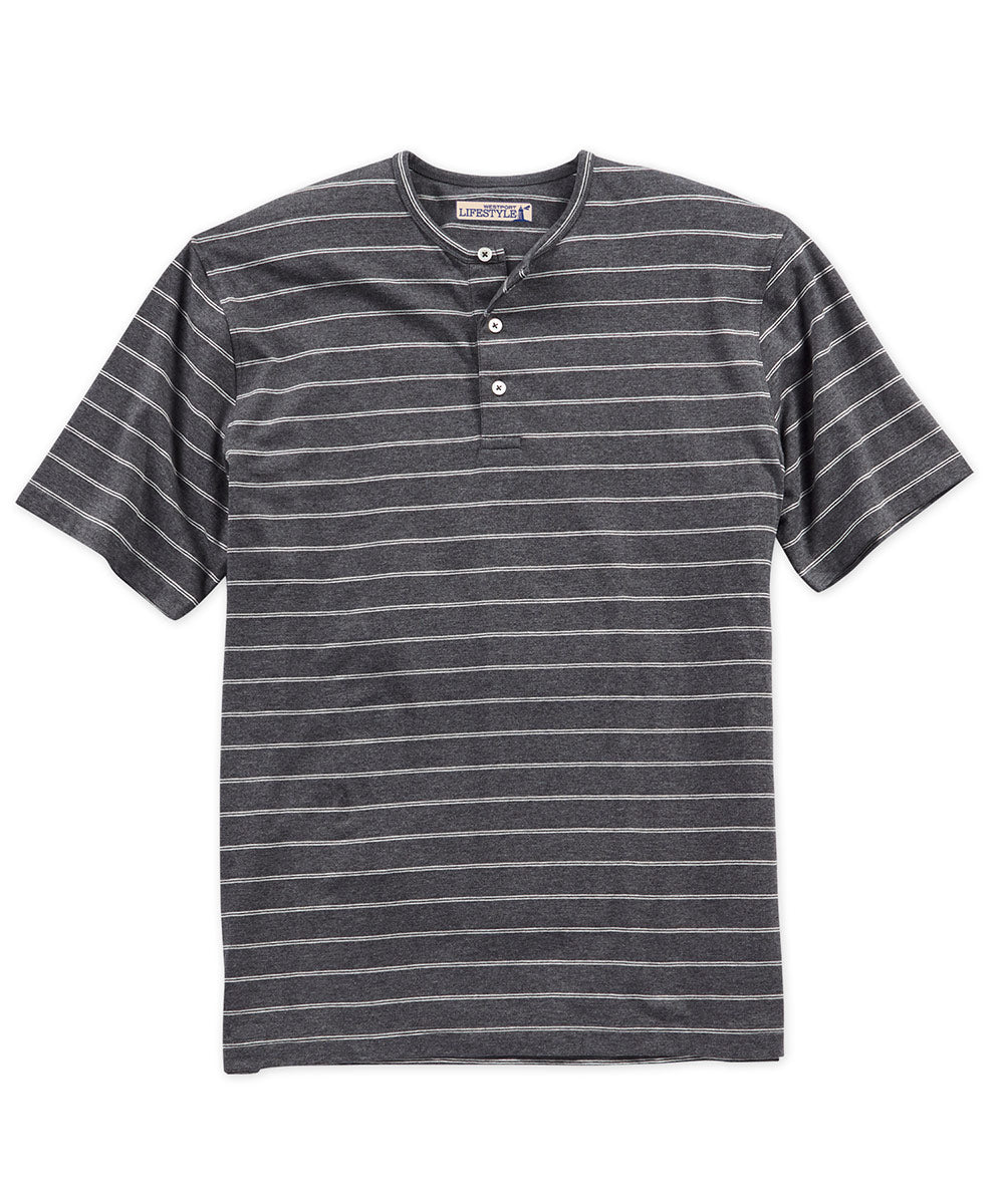 Westport Lifestyle Short Sleeve Stripe Stretch Henley