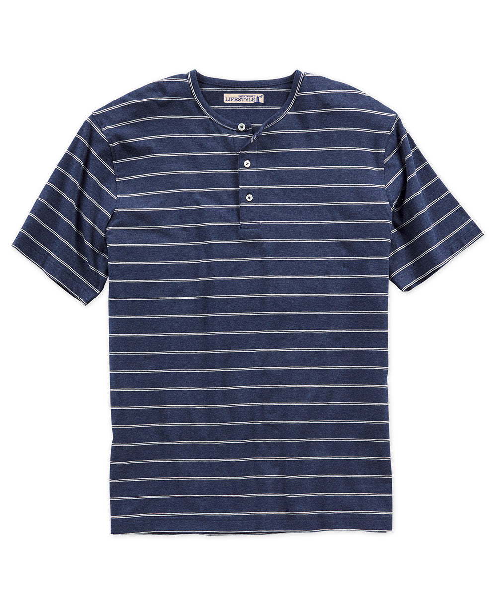 Westport Lifestyle Short Sleeve Stripe Stretch Henley