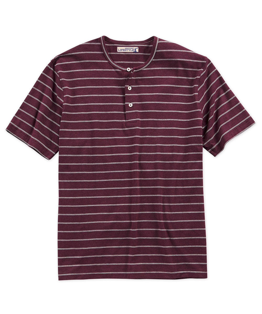 Westport Lifestyle Short Sleeve Stripe Stretch Henley