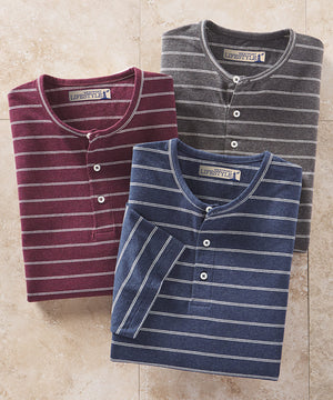 Westport Lifestyle Short Sleeve Stripe Stretch Henley