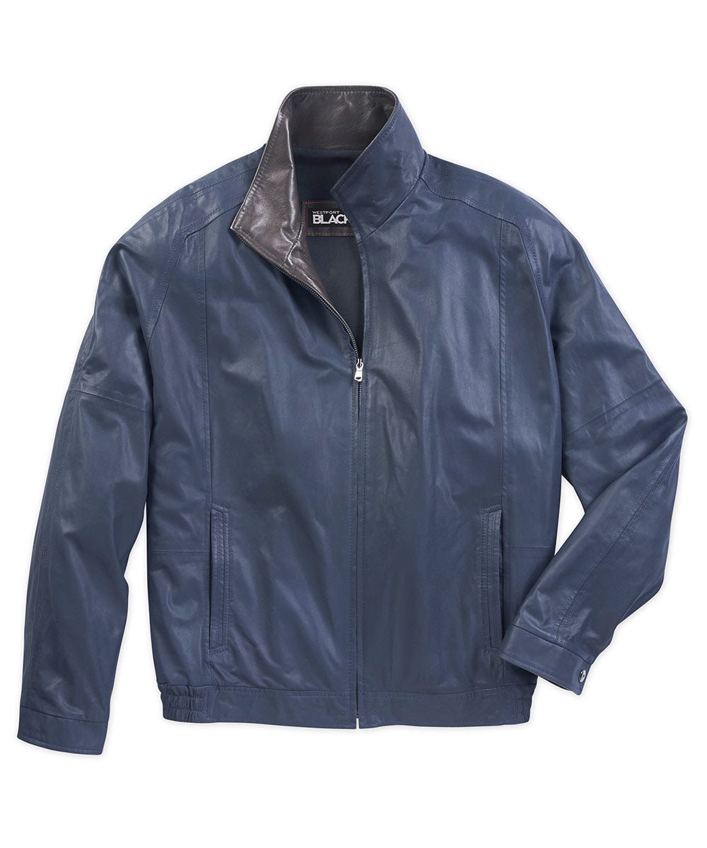 Bomber Westport en cuir d'agneau léger noir, Men's Big & Tall