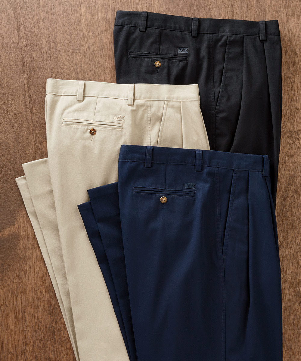 Cutter &amp; Buck Wrinkle-Free Pleated Twill Pants