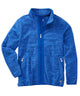Blue polar fleece jacket with full-zip front, stand collar, and zip pockets