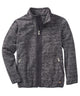 Charcoal heather polar fleece jacket with full-zip front, stand collar, and zip pockets