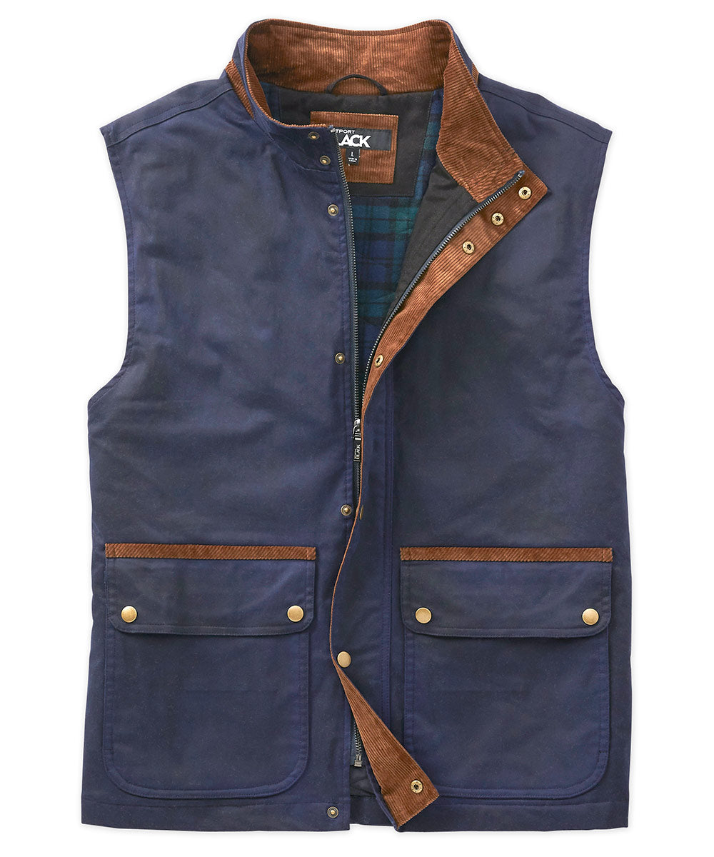 Westport Black Stretch Waxed Cotton Vest, Men's Big & Tall