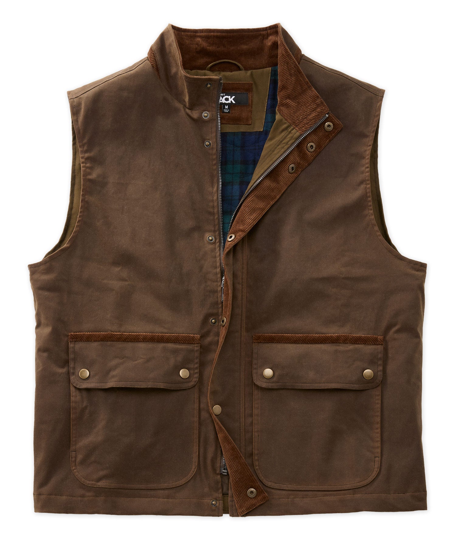 Gilet in cotone cerato elasticizzato nero Westport, Men's Big & Tall