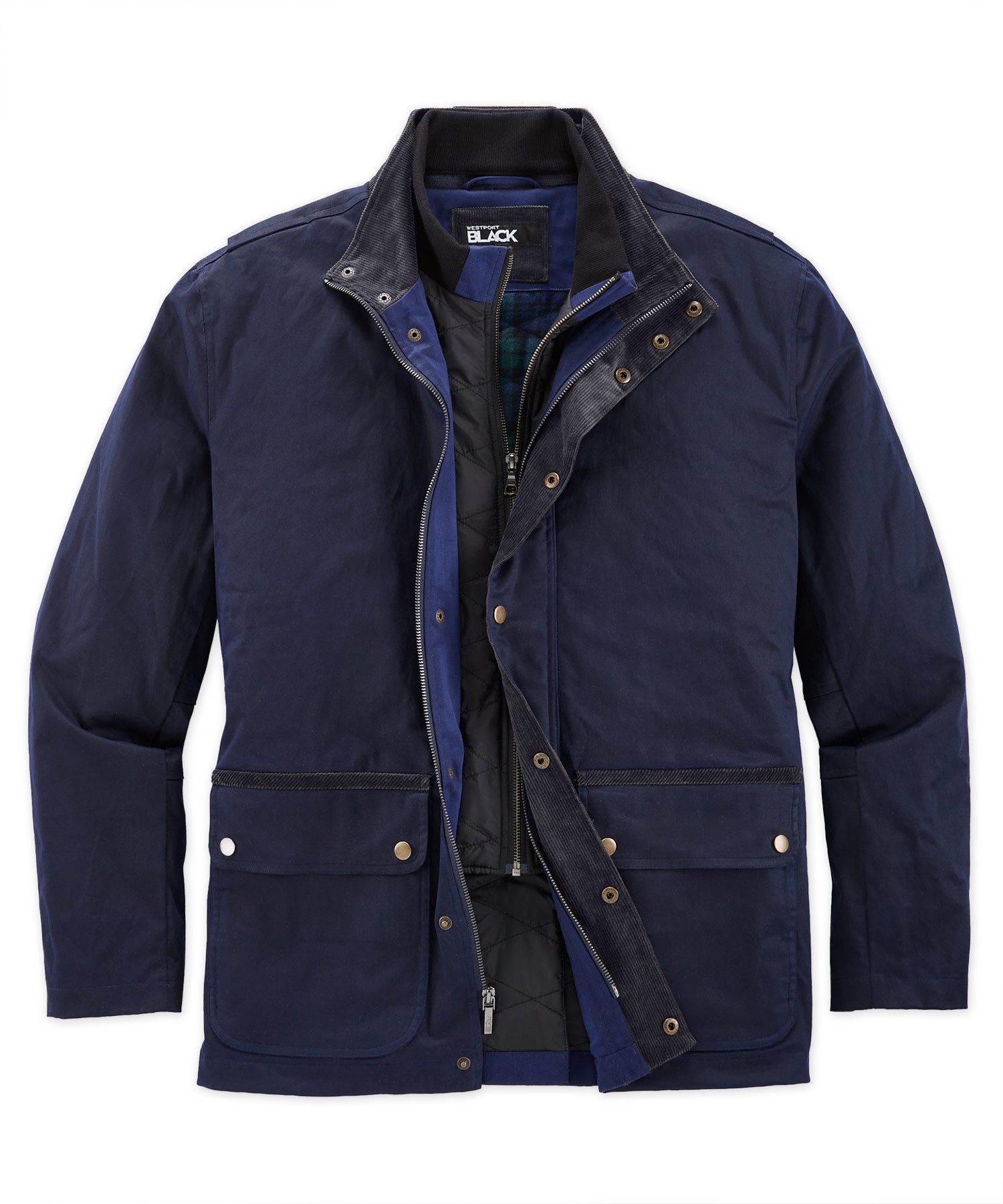 Westport Black Stretch Waxed Cotton Car Coat