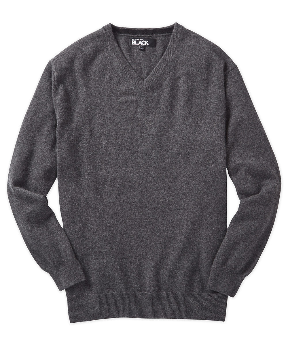 Westport Black Cashmere V-Neck Sweater, Men's Big & Tall