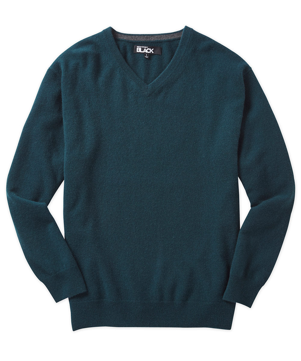 Westport Black Cashmere V-Neck Sweater, Big & Tall