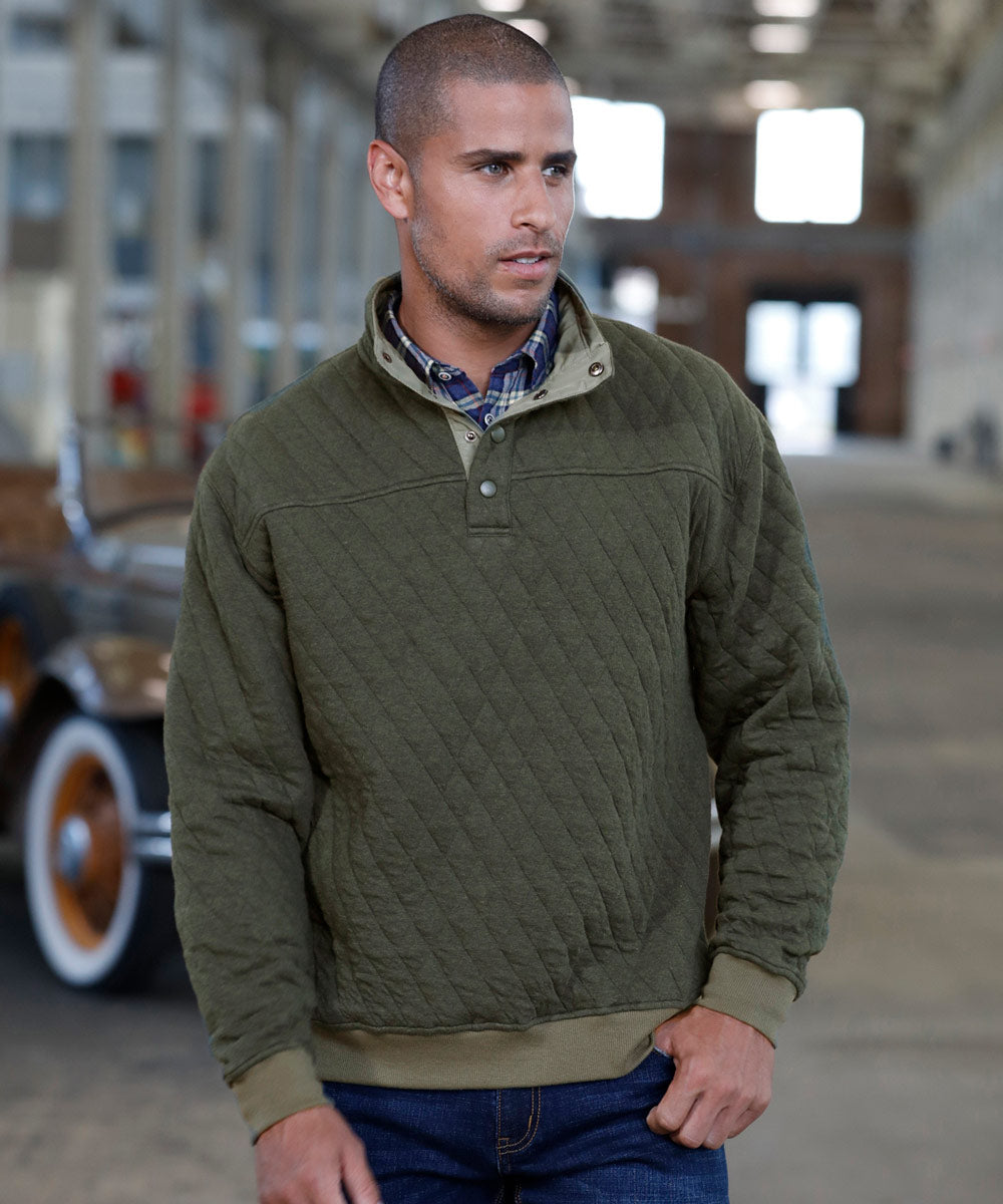 Westport Lifestyle Quilted Button Mock Pullover Sweater Westport