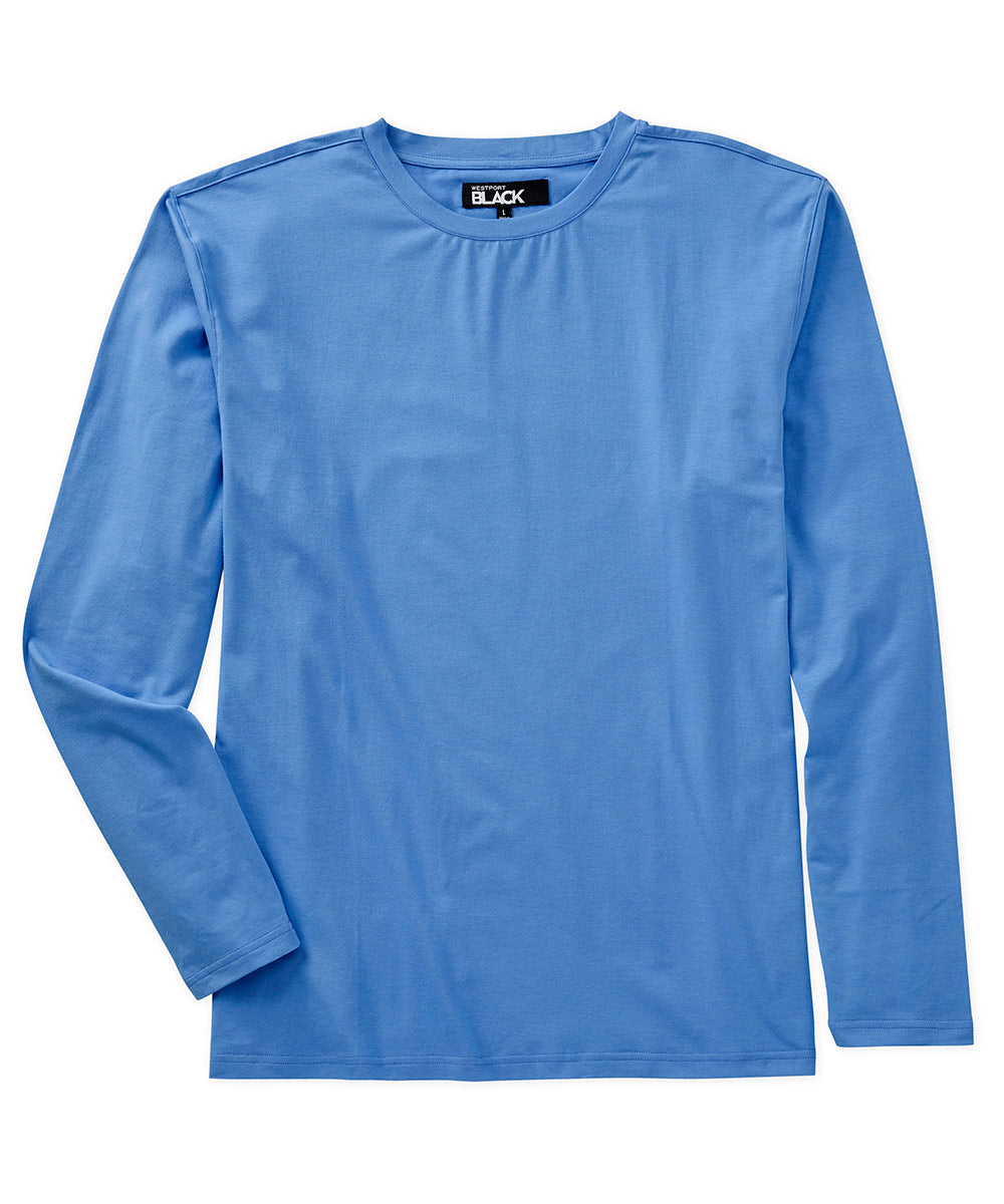 Westport Black Long Sleeve Pima Stretch Solid Tee, Men's Big & Tall