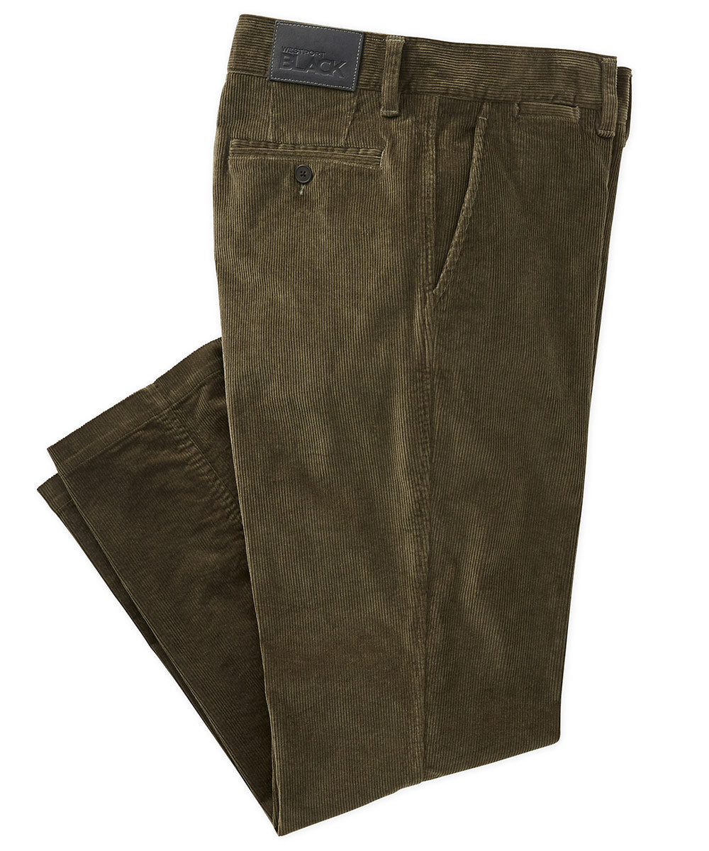 Westport Black Corduroy Flat-Front Pant