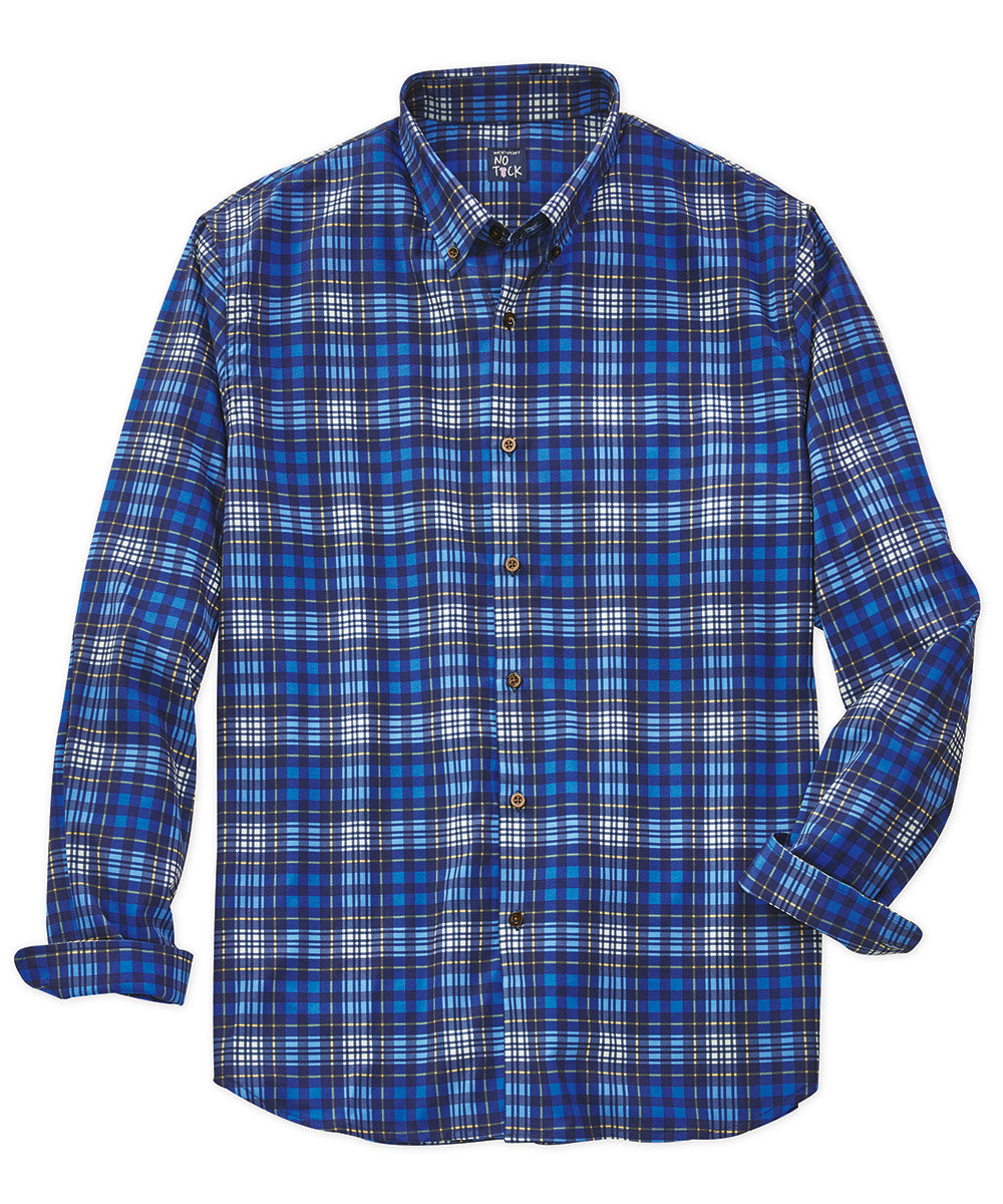 Westport No-Tuck Long-Sleeve Performance Stretch Plaid Sport Shirt, Men's Big & Tall