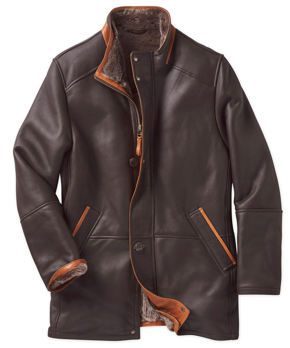 Shearling Big And Tall Leather Car Coats Westport Black Shearling