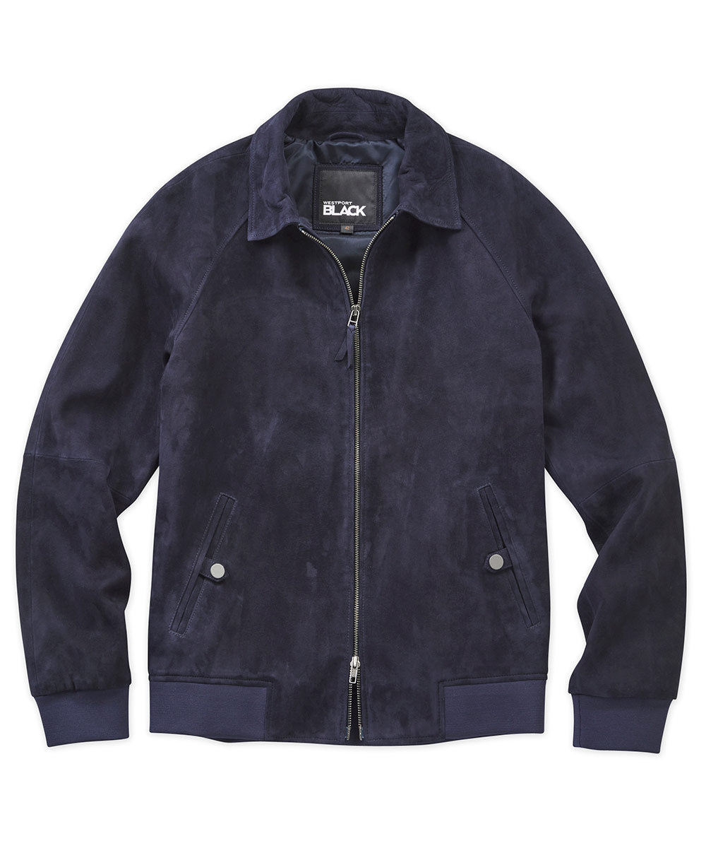 Giubbotto bomber in pelle scamosciata di capra nera Westport, Men's Big & Tall