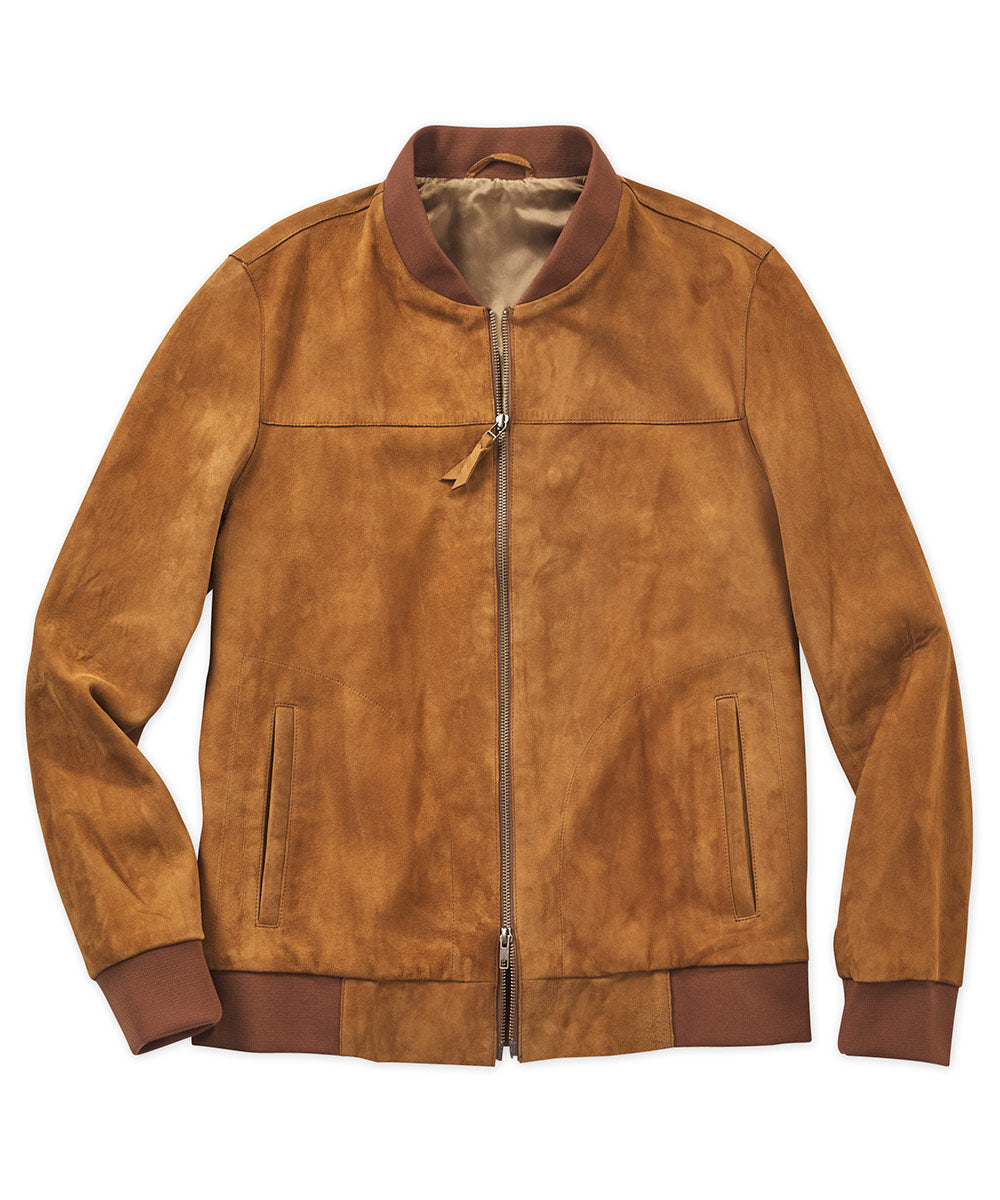 Westport Men's Embossed Nubuck Leather Bomber Jacket