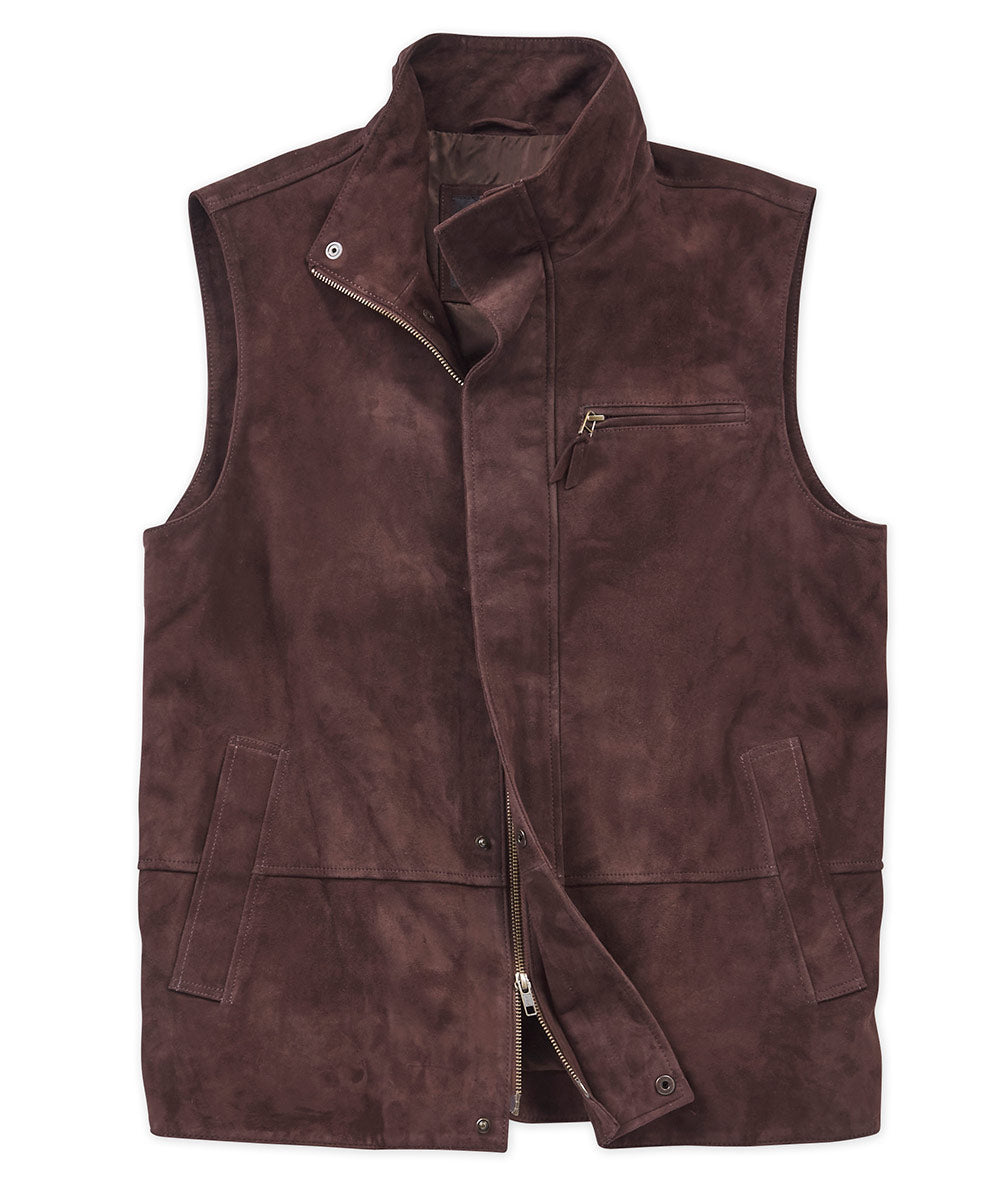 Gilet in pelle scamosciata di capra nera Westport, Men's Big & Tall